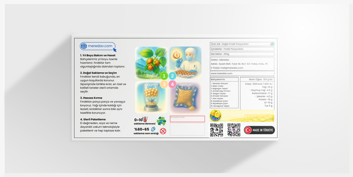 Meredav Doğal Fındık Parçacıkları – Premium Kalite