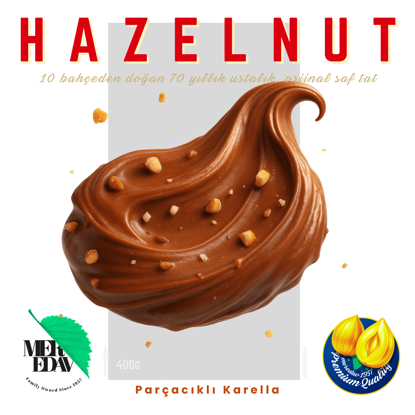 Meredav Parçacıklı Karella – Katkısız Fındık Kreması - Meredav