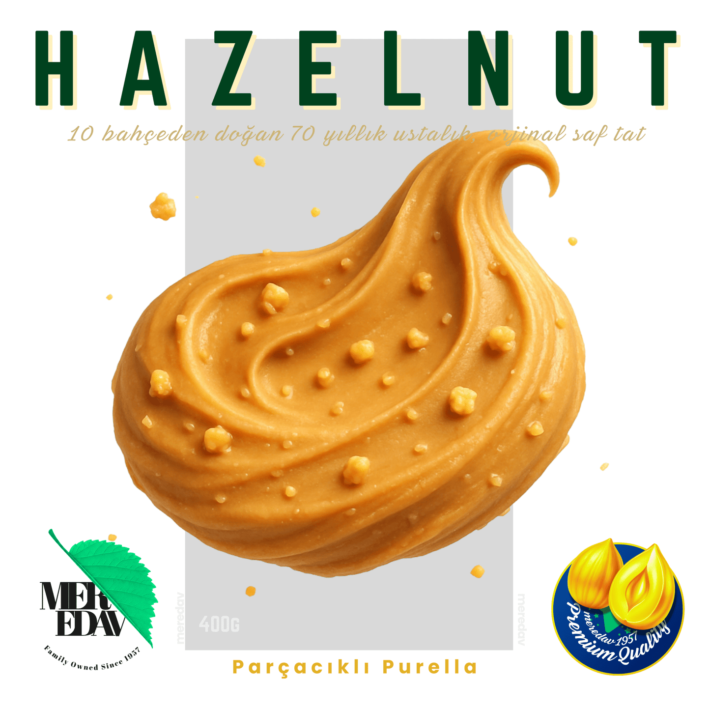 Meredav Parçacıklı Purella – Katkısız Fındık Ezmesi - Meredav