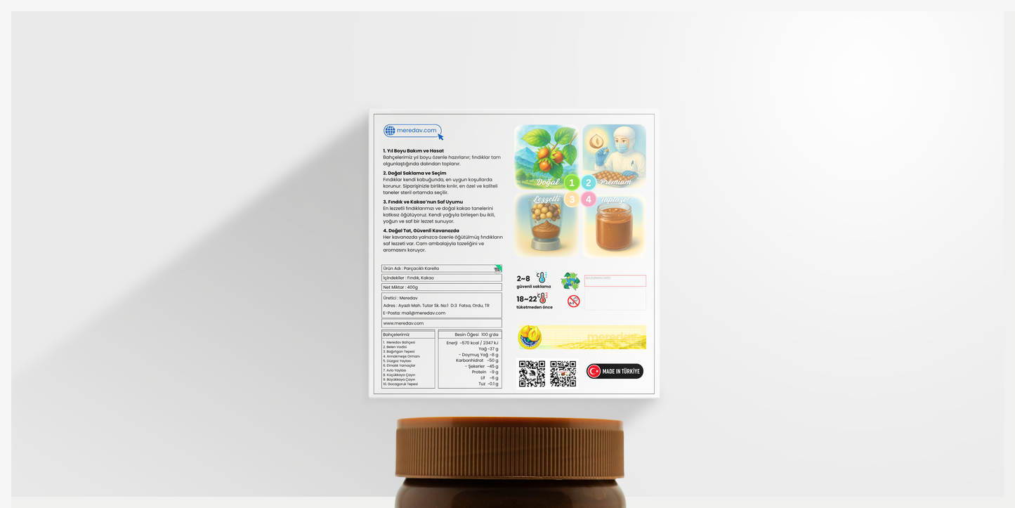 Meredav Parçacıklı Karella – Katkısız Kakaolu Fındık Kreması
