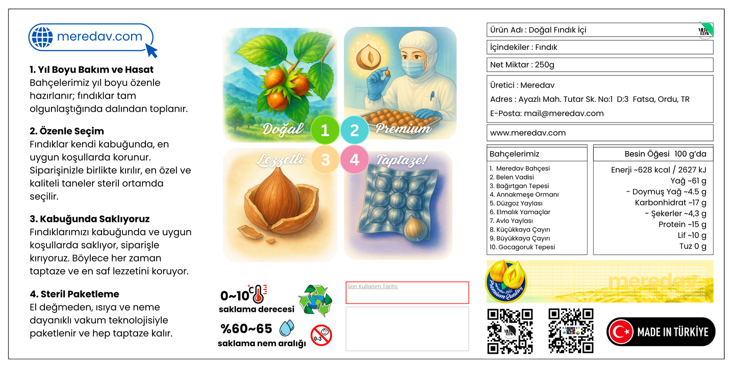 Meredav Doğal Fındık İçi – Saf ve Katkısız Premium Lezzet