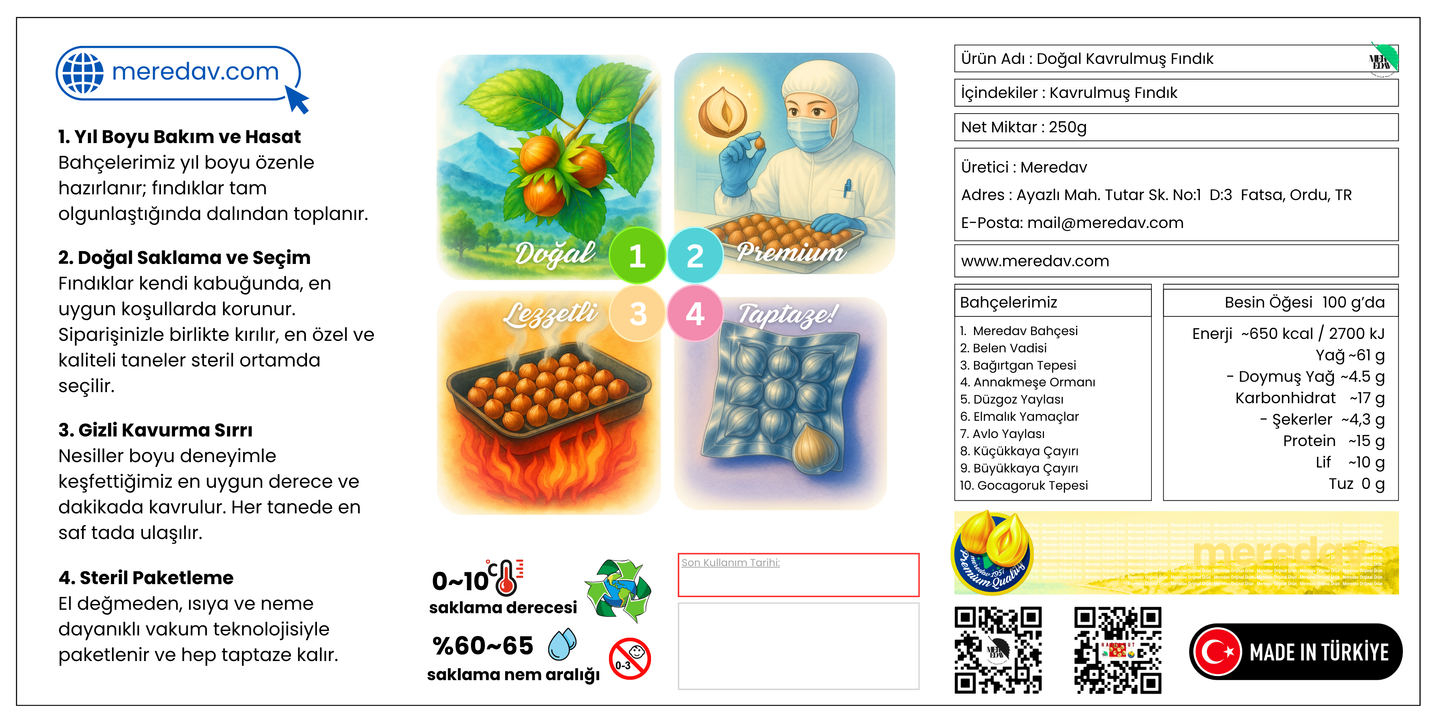 Meredav Doğal Kavrulmuş Fındık – Premium Sağlıklı Atıştırmalık