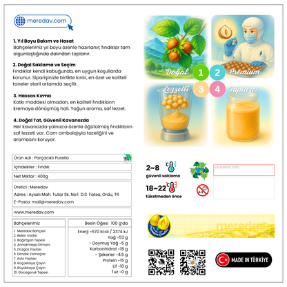 Meredav Parçacıklı Purella – Katkısız Fındık Ezmesi
