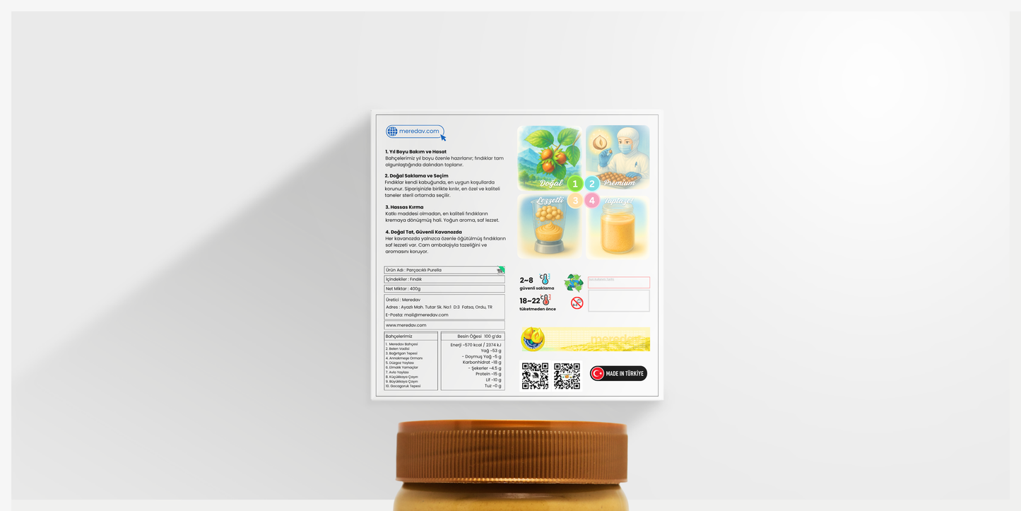 Meredav Parçacıklı Purella – Katkısız Fındık Ezmesi